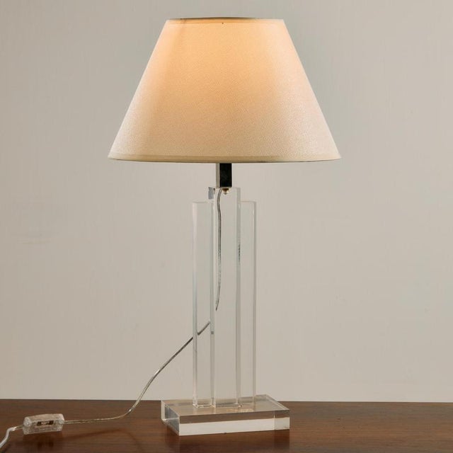 Vintage Acrylic Glass Table Lamps, 1980s, Set of 2 For Sale - Image 3 of 11