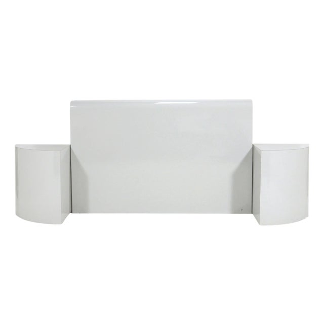Gray Mica Queen Headboard & Nightstands For Sale