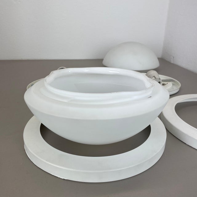 Metal and Glass Wall or Ceiling Lights attributed to Glashütte Limburg, Germany, 1980, Set of 2 For Sale - Image 14 of 17