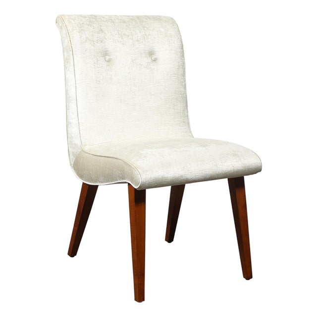 Art Deco Button-Back Velvet & Walnut Chair by Russel Wright for Conant Ball For Sale