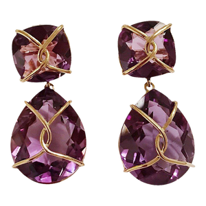 Christina Addison Yellow Gold Wrapped Drop Earring With Purple Amethyst