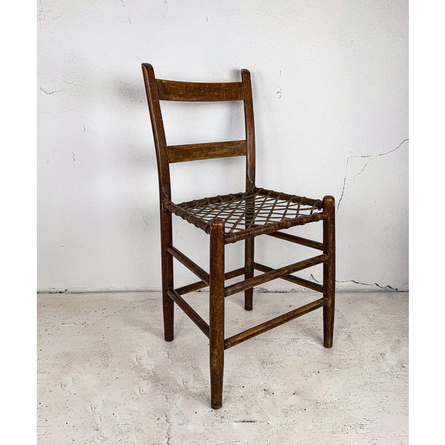 19th Century Primitive Woven Rawhide Chairs, Set of Four For Sale In Portland, OR - Image 6 of 17