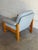 Teak Blue Lounge Chair Fabric Upholstered Armchair Wooden Living Room Seating Denmark 1980s For Sale - Image 4 of 9