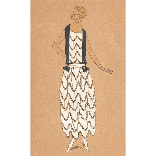 Drawing/Sketching Materials 1922-1923 Set of 2-French Art Deco Couture Fashion Pochoirs For Sale - Image 7 of 9