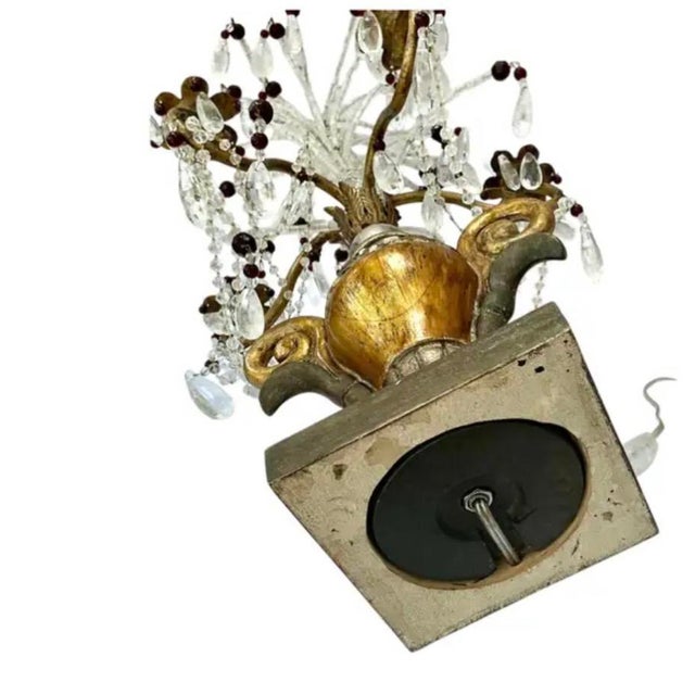 Neoclassic Giltwood and Rock Crystal Girandole Lamps a Pair For Sale - Image 4 of 13