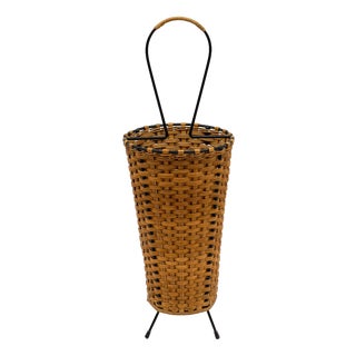 Scandinavian Rattan and String Umbrella Stand, Sweden, 1960s For Sale