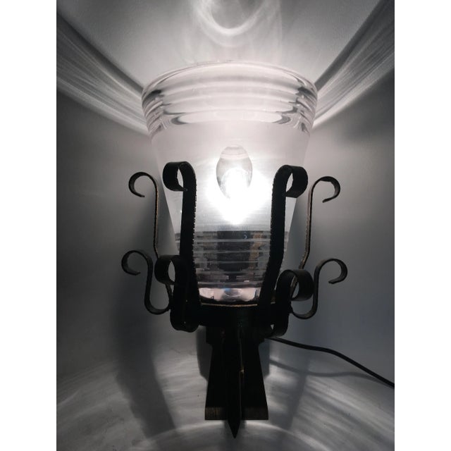 Mid-Century Iron & Murano Glass Sconce For Sale - Image 3 of 5