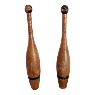 19th Century Eight Pound Wooden Juggling Pins—A Pair For Sale