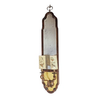 Italian Wall Lamp with Mirror Glass and Bird Lampshades, 1960 For Sale