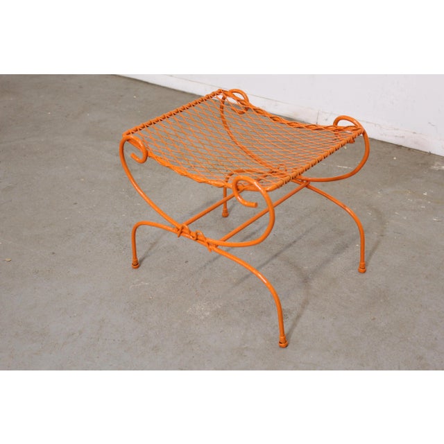 Mid-Century Modern Vintage Mid-Century Modern Atomic Orange Metal Stool For Sale - Image 3 of 13