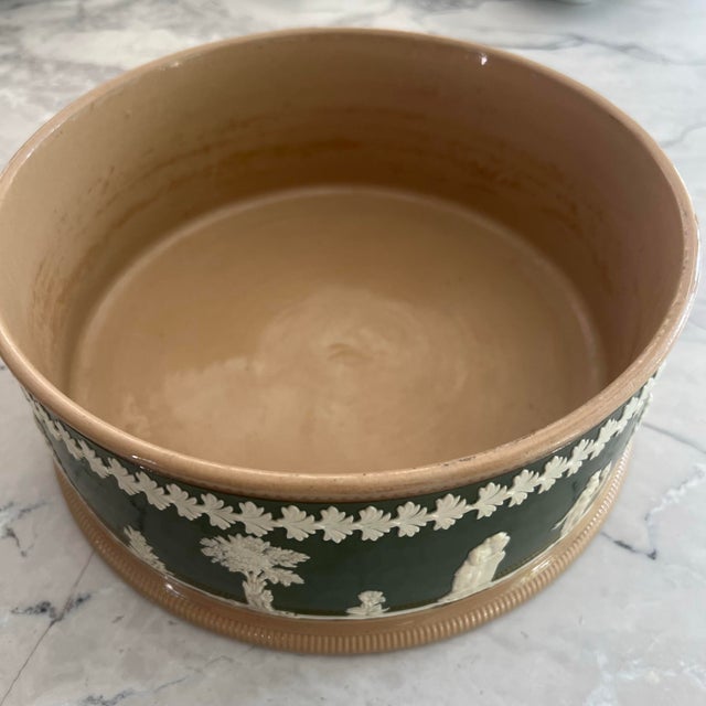 Antique Copeland Late Spode Jasperware Green Planter or Bowl For Sale - Image 9 of 11