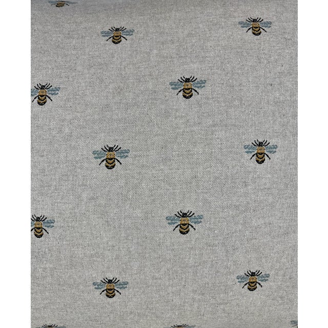 Textile 20" Square Decorative Throw Pillow Featuring a Pattern Made Up of Stately Bees in Flight - Made in the U K For Sale - Image 7 of 11