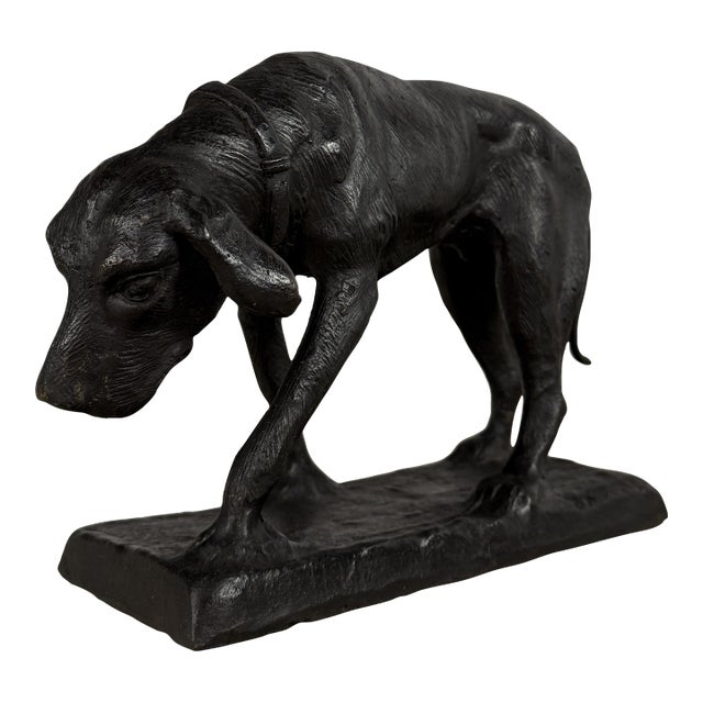 Bronze Hunting Dog Sculpture, Tracking Hound – 14” L For Sale