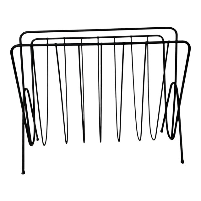 1960s Vintage Black Wire Magazine Rack Chairish