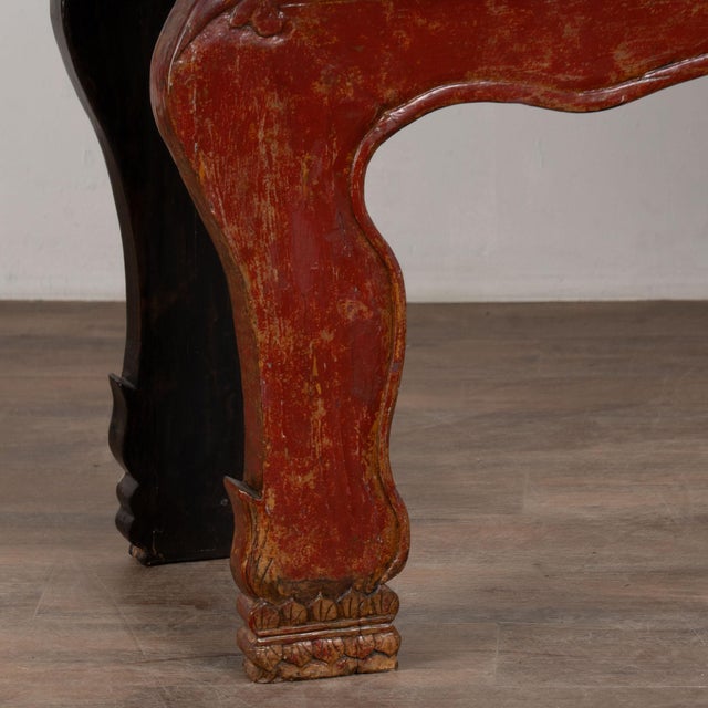 19th Century Chinese Red Altar Console Table With Carved Drawers For Sale - Image 15 of 18