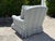Vintage Skirted Lounge Chair & Ottoman With Carved Claw Feet For Sale - Image 9 of 17