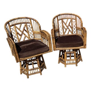 Bamboo Rattan Brighton Pavilion Chairs - Pair For Sale