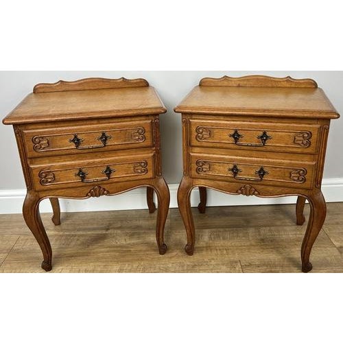 Vintage French Bedside Tables in Oak, Set of 2 For Sale - Image 15 of 15