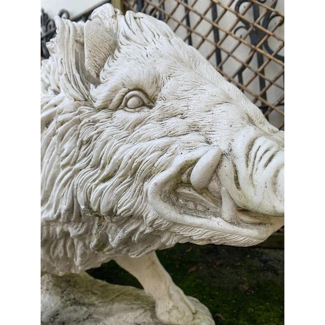 Large Cast Stone Wild Boar Garden Sculpture For Sale - Image 6 of 18