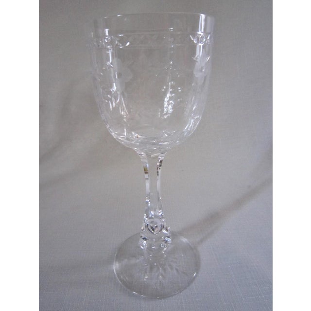 1940's Etched Crystal Wine Goblets - Set of 12 For Sale - Image 4 of 8