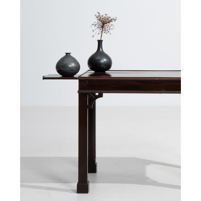 1900 - 1909 1900-1909 United Kingdom Deep Ebony Black Ebonized Console Table For Sale - Image 5 of 11