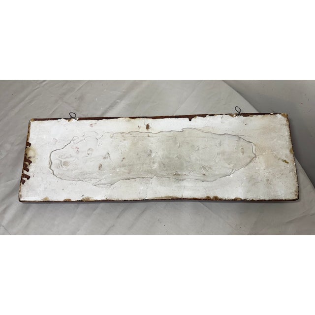 Antique Hand Painted Native American Indian Portrait Plaster Pottery Wall Plaque For Sale - Image 12 of 12