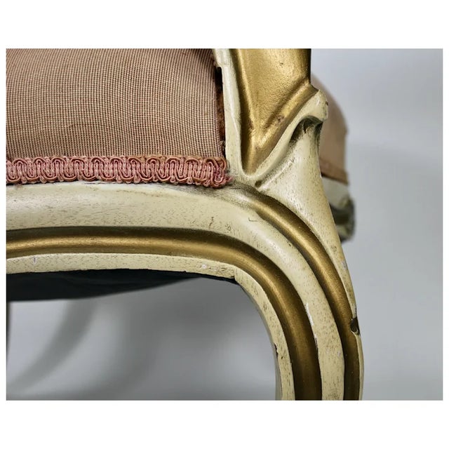 Beige Antique Louis XVI Style Painted Aubusson Fauteuil Armchair For Sale - Image 8 of 11