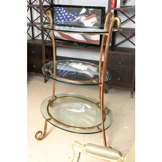 Three-Tier Glass & Gilt Metal Etagere Server/Stand For Sale In New York - Image 6 of 7