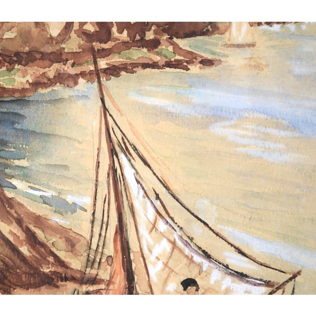 Mid 20th Century Sailboats on the Beach - Seascape by M. L. Pfeffer For Sale - Image 5 of 9