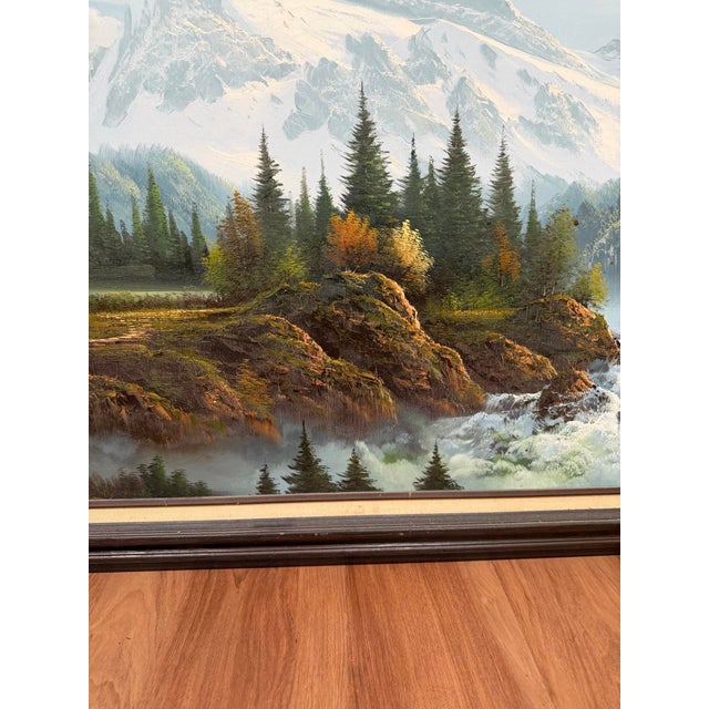 1970s Signed Mountain Landscape Oil Painting For Sale - Image 15 of 18