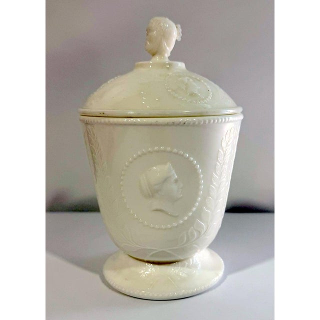 Late 19th Century Late 19th Century Atterbury Milk Glass Jar For Sale - Image 5 of 7
