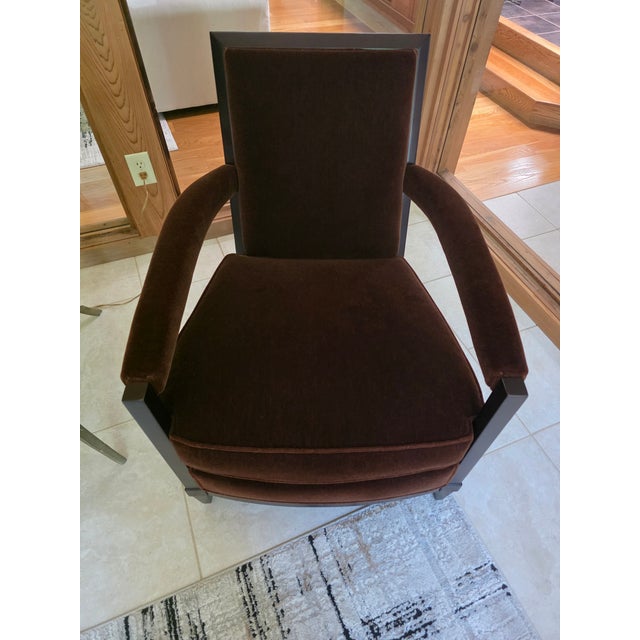 Brown Donghia Panama Fauteuil Chairs (2) For Sale - Image 8 of 13