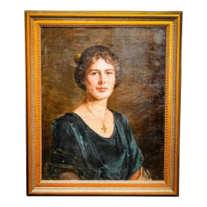 Lovely Antique Oil Painting Portrait of Society Woman Framed Home Wall Decor