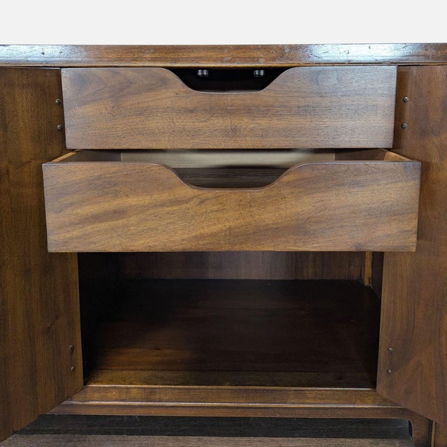 2010s Drexel Heritage Dynasty Burl Walnut Asian-Inspired Credenza For Sale - Image 5 of 9