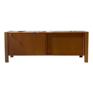 Mid-Century Wooden Sideboard with Sliding Doors, 1960s For Sale