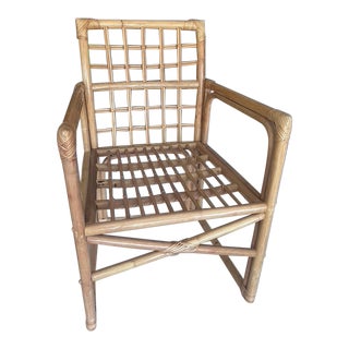 1970s Bamboo Wicker Ratan Arm Chair For Sale
