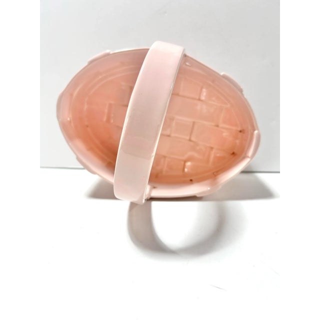 1970s Italian Pink Porcelain Woven Easter Basket - Vintage Italian Majolica Style Tabletop Centerpiece For Sale - Image 4 of 8