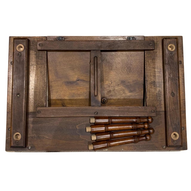 Antique English Mahogany Reading Breakfast Table with Gallery Sides Pierced Grip Handles and Turned Legs For Sale - Image 16 of 17