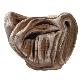 Vintage Abstract Expressionist Matte Glazed Stoneware Sculpture, Signed For Sale