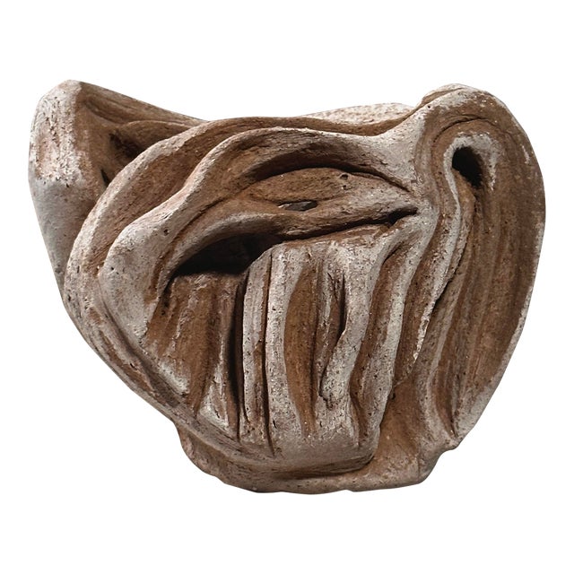 Vintage Abstract Expressionist Matte Glazed Stoneware Sculpture, Signed For Sale