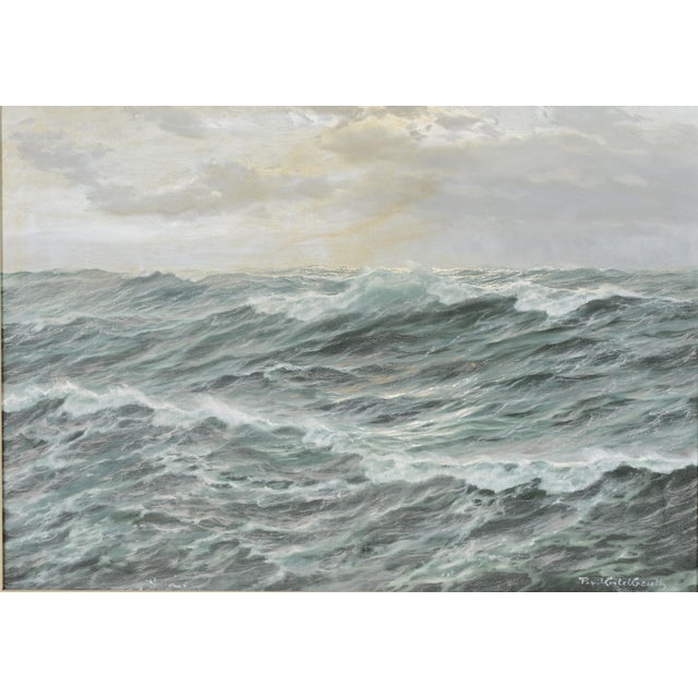Wood Patrick Von Kalckreuth 1892-1970 Large Seascape Mid Century Modern 37 X 48in. Framed. For Sale - Image 7 of 10