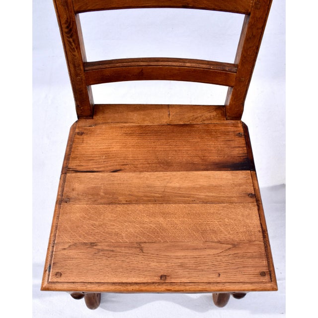 Chestnut Set of Four Country French Folk Style Os De Mouton Dining Chairs, Oak, 1980s For Sale - Image 8 of 12