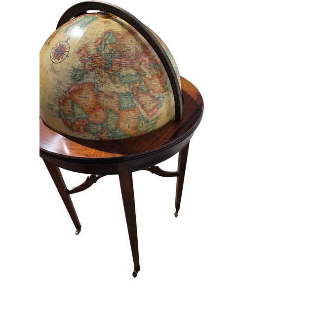 1980s Custom Mahogany Replogle Floor World Globe Heirloom Mahogany Stand Table For Sale - Image 11 of 15