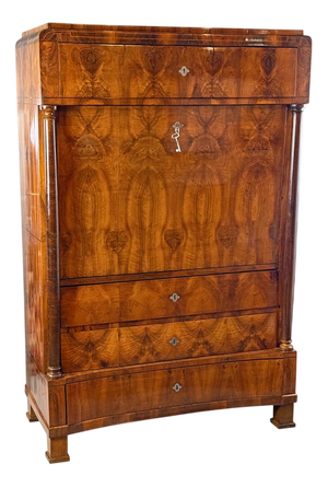 Antique Biedermeier Walnut Writing Secretary, 1830s