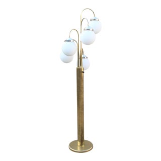 1960's Mid-Century Brass Sonneman Waterfall Orb Brass Floor Lamp For Sale