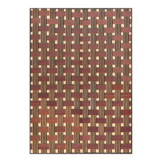 1960s Brown Bastekweave Modern Vintage American Hooked Rug 6'2" X 8'8" Handknotted Wool Carpet For Sale