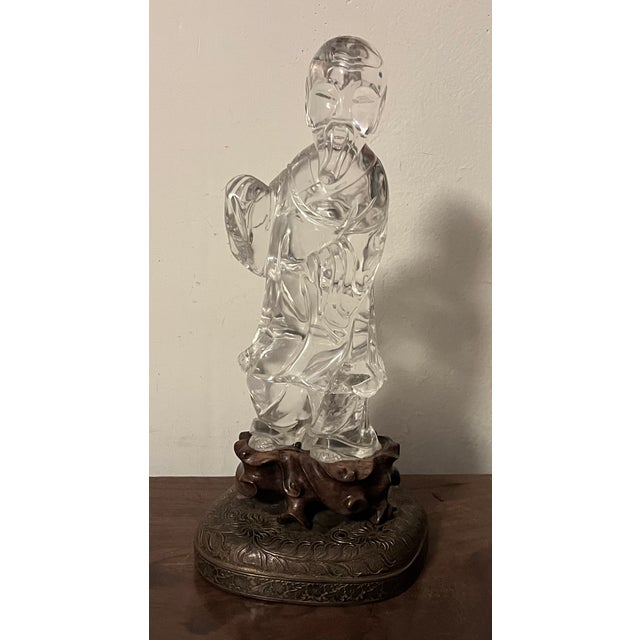Antique Chinese Carved Rock Crystal Figure of an Immortal For Sale - Image 16 of 18