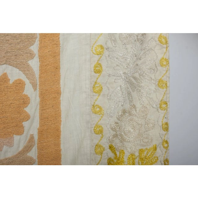 Textile Suzani Bedspread - Neutral Tan Uzbek Table Cloth For Sale - Image 7 of 9