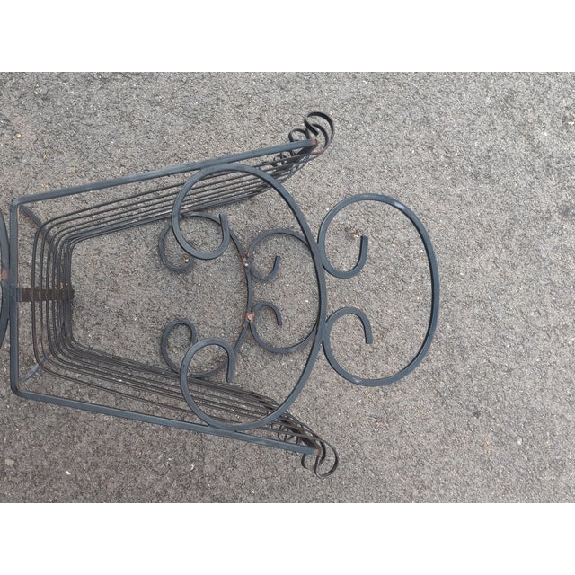 Vintage Scrolled Black Wrought Iron Magazine Rack For Sale In Washington DC - Image 6 of 6