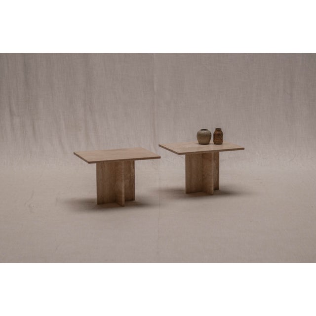 Italian Travertine Side Tables, 1970s., Set of 2 For Sale - Image 10 of 10